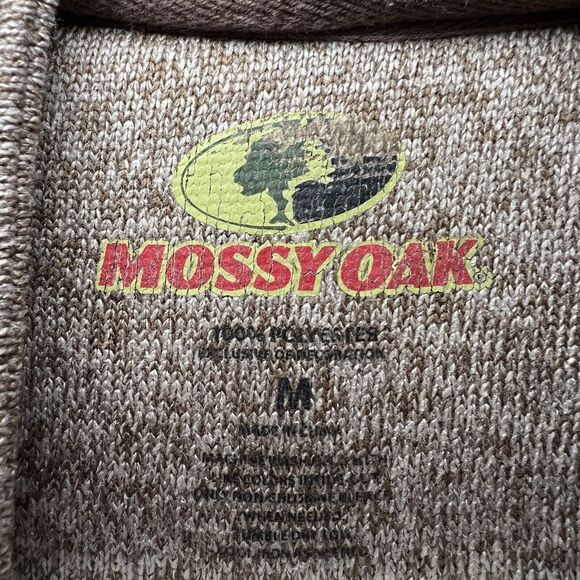 Mossy Oak 1/4 Zip Pullover Sweater Jacket Mens Size Medium Tan Brown Fleece EUC - Picture 6 of 9